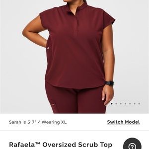 Burgundy FIGS Rafaela Top and joggers, both size XXL
